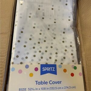 Spritz White and confetti Gold design Table Cover 12 pack